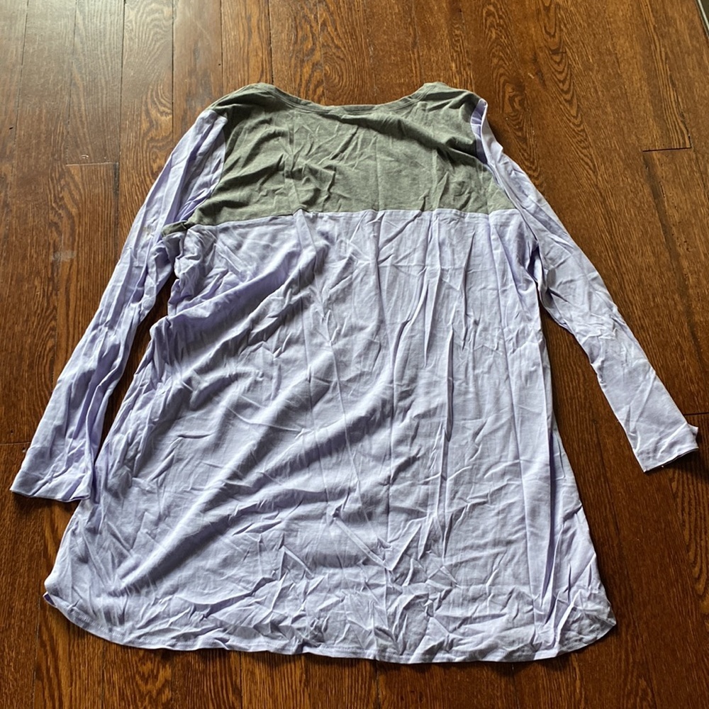 Cacique Purple Gray Colorblock Sleep Shirt SIZE 22/24 Soft Lounge Nightgown - Picture 3 of 3
